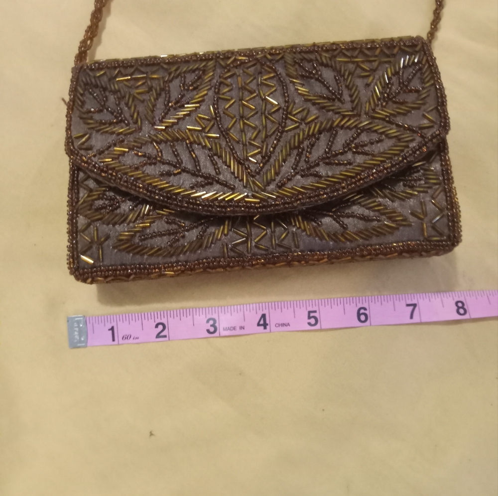 🖤🤎 NWT H&M Spaghetti Strap Sequined Dress XS With Copper Sequined Purse Party - Picture 4 of 7